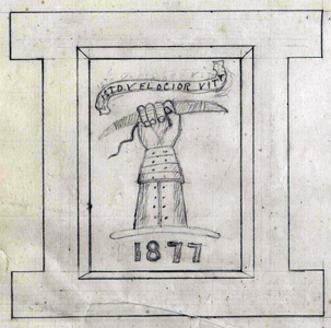 sketch of Shuttleworth coat of arms for inclusion on their buildings